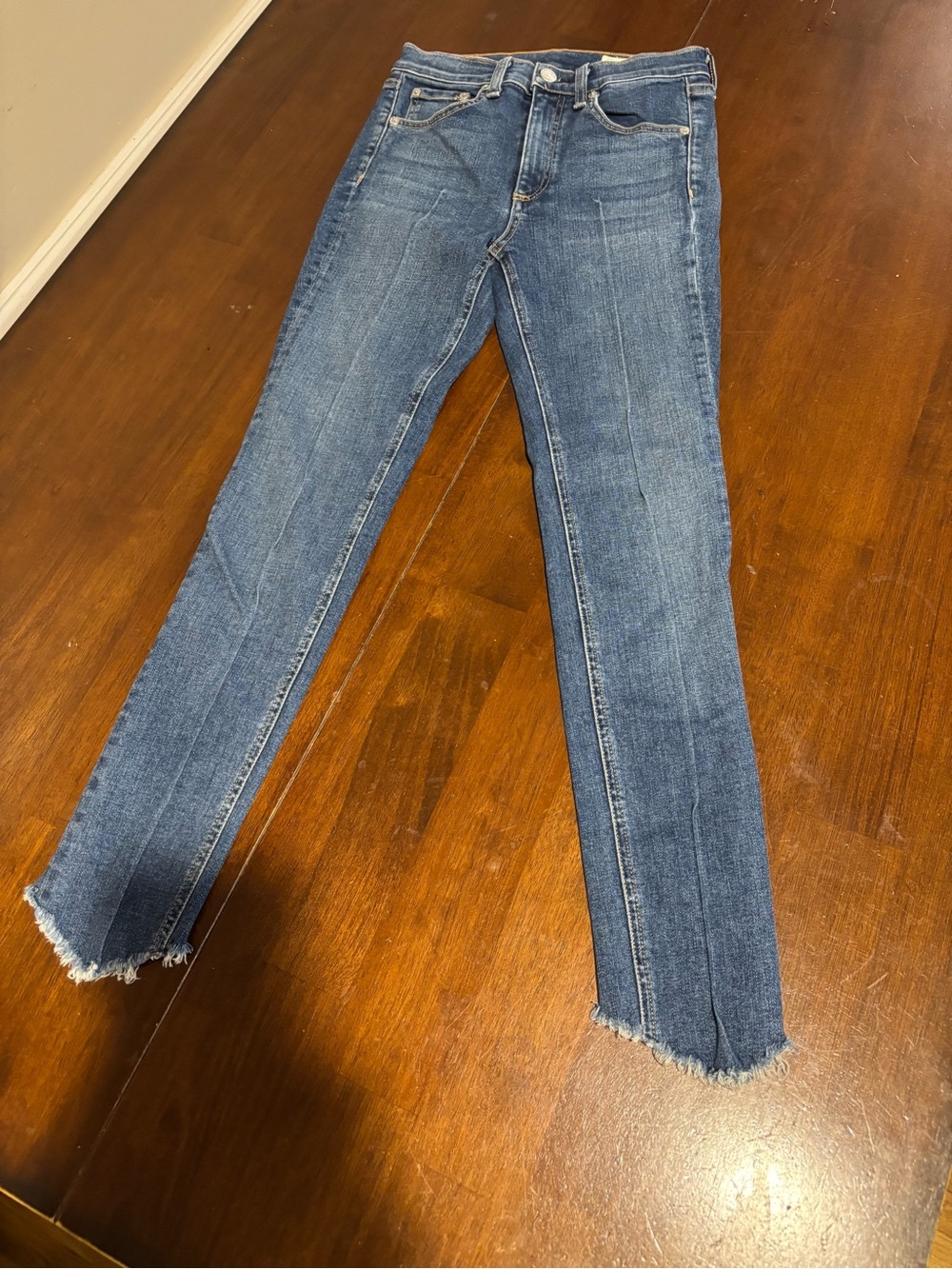 Rag & Bone Women's Blue Slim Fit Raw Hem Jeans